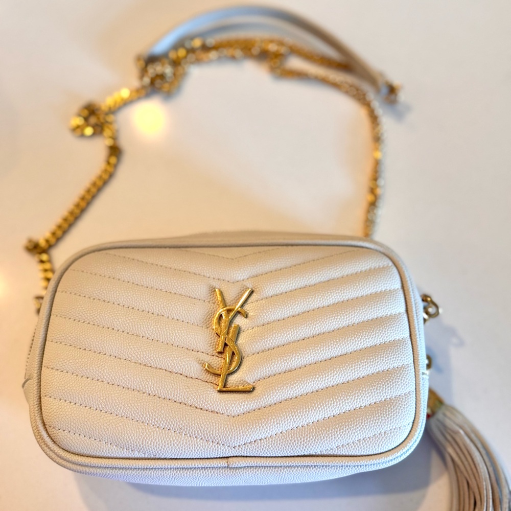 YSL Cream Quilted Crossbody Bag